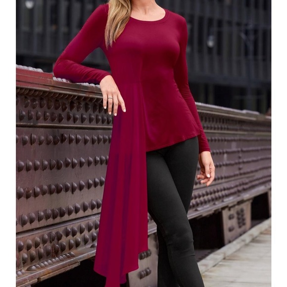 NWOT Boston Proper Chiffon Overlay Long Sleeve Top (M) - DUSTY ROSE COLOR - Picture 3 of 7